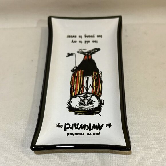 Houze Art Glass Rectangle Trinket Dish You Have Reached the Awkward Age Wm Box - Picture 5 of 7